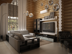 Modern living room interior in a timber house