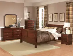 Спальні з цёмнай мэбляй сучасны дызайн