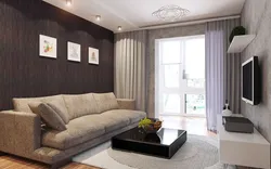 Living room design 20 sq m photo with zoning