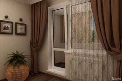 Design of curtains for living rooms in an apartment with a balcony