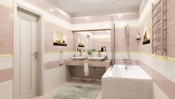 Ашық бежевый тондардағы ванна бөлмесінің дизайны