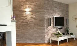 Apartment wall design with stone