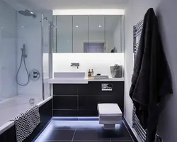 Дызайн ванны з чорнай падлогай
