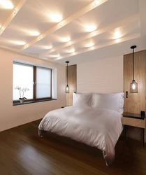 Which lamps are better for a suspended ceiling in the bedroom photo
