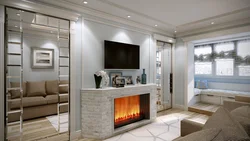 Living Room Design With Fireplace 18 Sq.M.