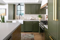 Beige kitchen in olive interior