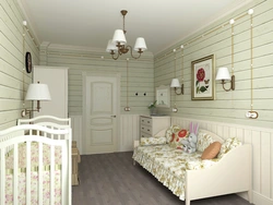 Bedroom with clapboard inside photo