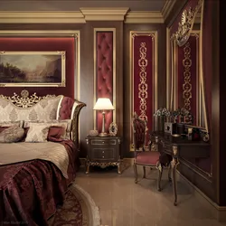 Bedroom in burgundy color design photo