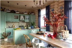 Kitchen Design In A Wooden House Photo