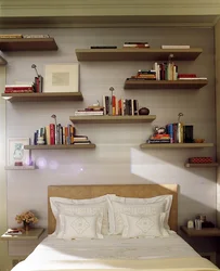Modern Shelves On The Wall In The Bedroom Photo