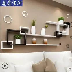Modern shelves on the wall in the bedroom photo
