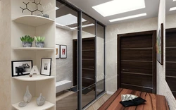 Hallway design with built-in wardrobe in a modern style apartment