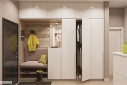 Hallway design with built-in wardrobe in a modern style apartment