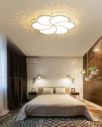 Suspended ceiling design in a bedroom without a chandelier photo