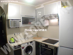 Kitchen 6m2 design with refrigerator and washing machine and gas