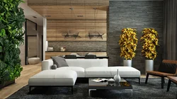 Wooden interior decoration of the living room