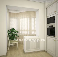 Interior Of A Kitchen With A Balcony Door