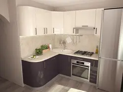 Дызайн кухні кутняй з халадзільнікам 6 кв