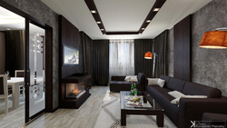 Dark living room design photo