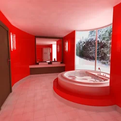 Bathroom design in red colors photo