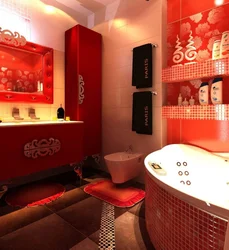 Bathroom Design In Red Colors Photo