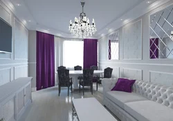 Living room interior in purple tone