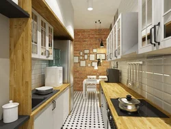 Narrow kitchen interior