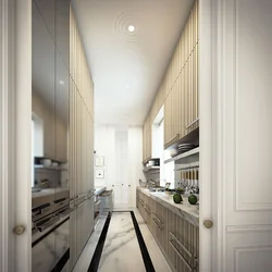 Narrow kitchen interior