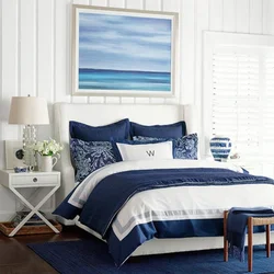 Bedroom Interior White And Blue