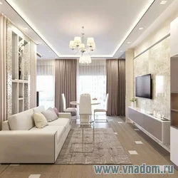 Rectangular living room interior design photo
