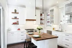 Kitchen Design White With Wood Photo In The Interior