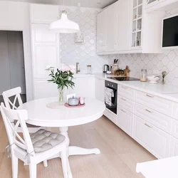 Kitchen Design White With Wood Photo In The Interior