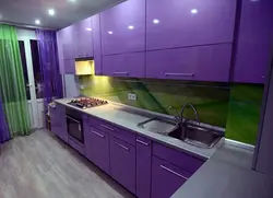 Lilac gray kitchen interior