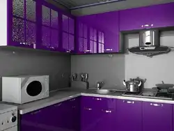 Lilac gray kitchen interior