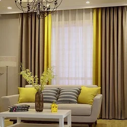 Дизайн спальни с желтыми шторами