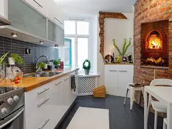 Interior brick kitchen photo