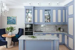 Blue-Gray Kitchen In The Interior
