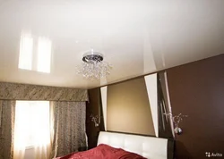 Photo of a matte stretch ceiling in the bedroom
