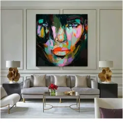 Paintings on the wall in the living room interior in a modern style