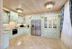 Timber house inside kitchen interior