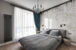 Curtain Design For The Bedroom With Gray Wallpaper Photo
