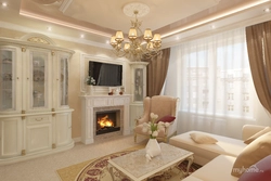 Living rooms with fireplace in classic style design photo