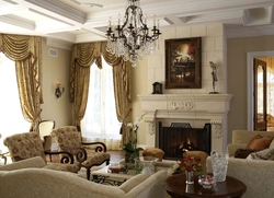 Living Rooms With Fireplace In Classic Style Design Photo