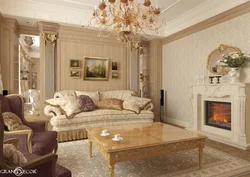 Living rooms with fireplace in classic style design photo