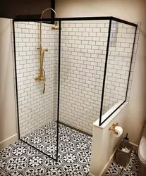 Shower bathtub made of tiles photo