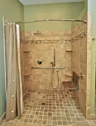 Shower bathtub made of tiles photo