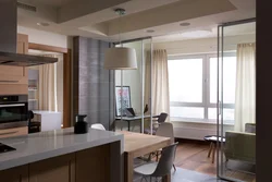 Кухня гостиная с балконом и окном дизайн