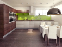 Whole green and brown kitchen design