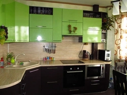 Whole green and brown kitchen design