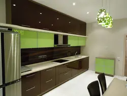Весь дизайн зелено коричневой кухни